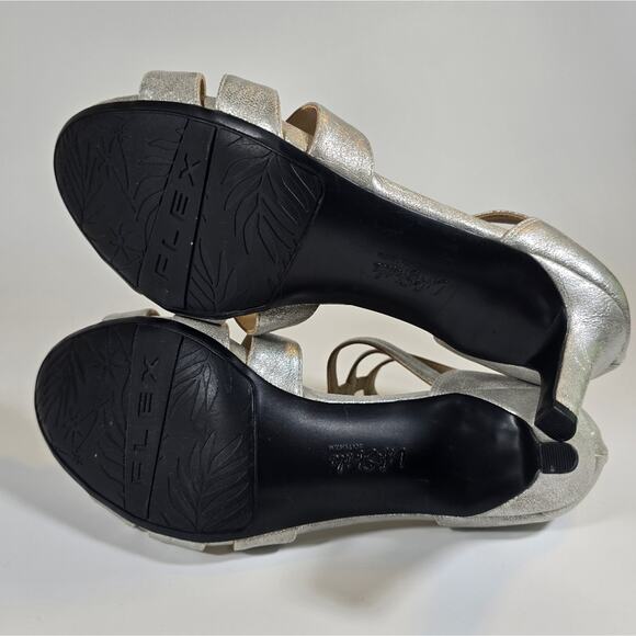 L LifeStride Soft System Mallie Silver Strappy Heels Womens Size 11 Gladiator - Picture 9 of 11